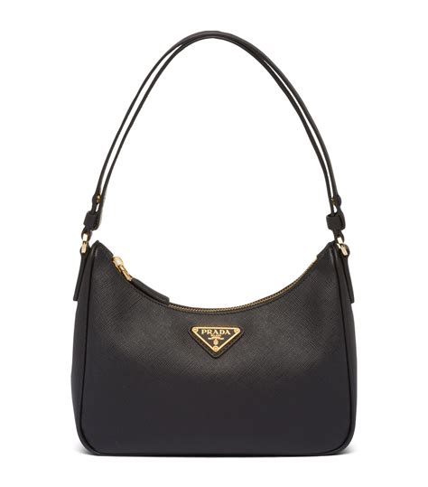 prada saffiano black calfskin leather tote small bag|prada saffiano leather shoulder bags.